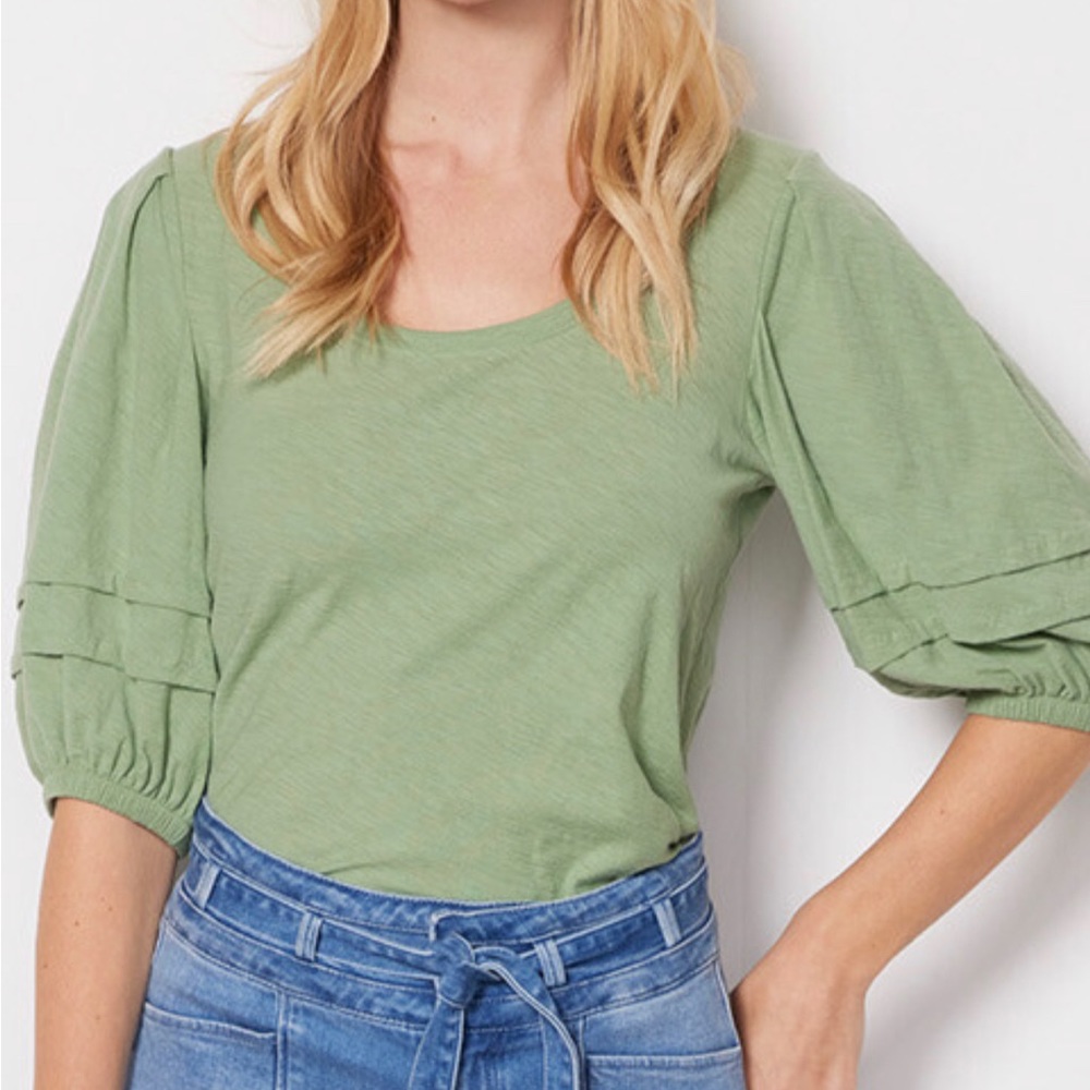 Nation LTD Sage Green Puff-Sleeve Tee